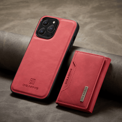 Luxury Leather Wallet Cover Detachable Case with Card Holder For iPhone 16 15 14 13 12 11 series - Red / For iPhone 16 Pro Max - Sky-cover