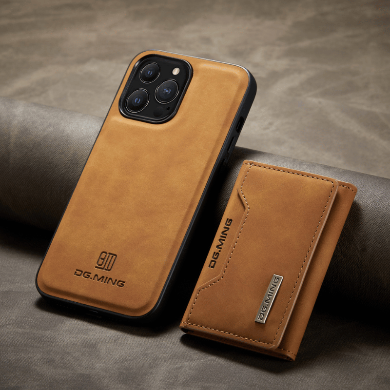 Luxury Leather Wallet Cover Detachable Case with Card Holder For iPhone 16 15 14 13 12 11 series - Brown / For iPhone 16 Pro Max - Sky-cover