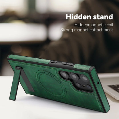 Luxury Leather Magnetic Wireless Charging Case for Samsung S22 S23 Plus S24 Ultra - Green / Galaxy S24 Ultra - Sky-cover