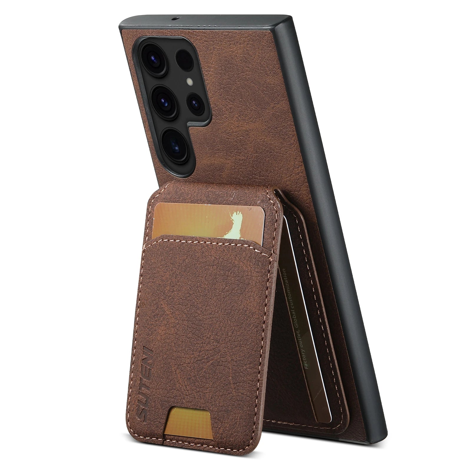 SUTENI Leather Wallet Card Holder Phone Cases For Samsung Galaxy S24 S23 Ultra S22 Plus Note20 - Sky-cover