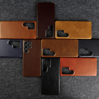 Genuine Leather Magnetic Case for Samsung Galaxy S25 / S24 Series – MagSafe Compatible, Full Coverage - Sky-cover