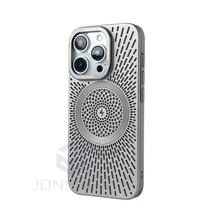 Luxury Heat Dissipation Hollow Case For iPhone 15 14 13 12 Pro Max - Titanium / For iPhone 15 Pro Max - Sky-cover