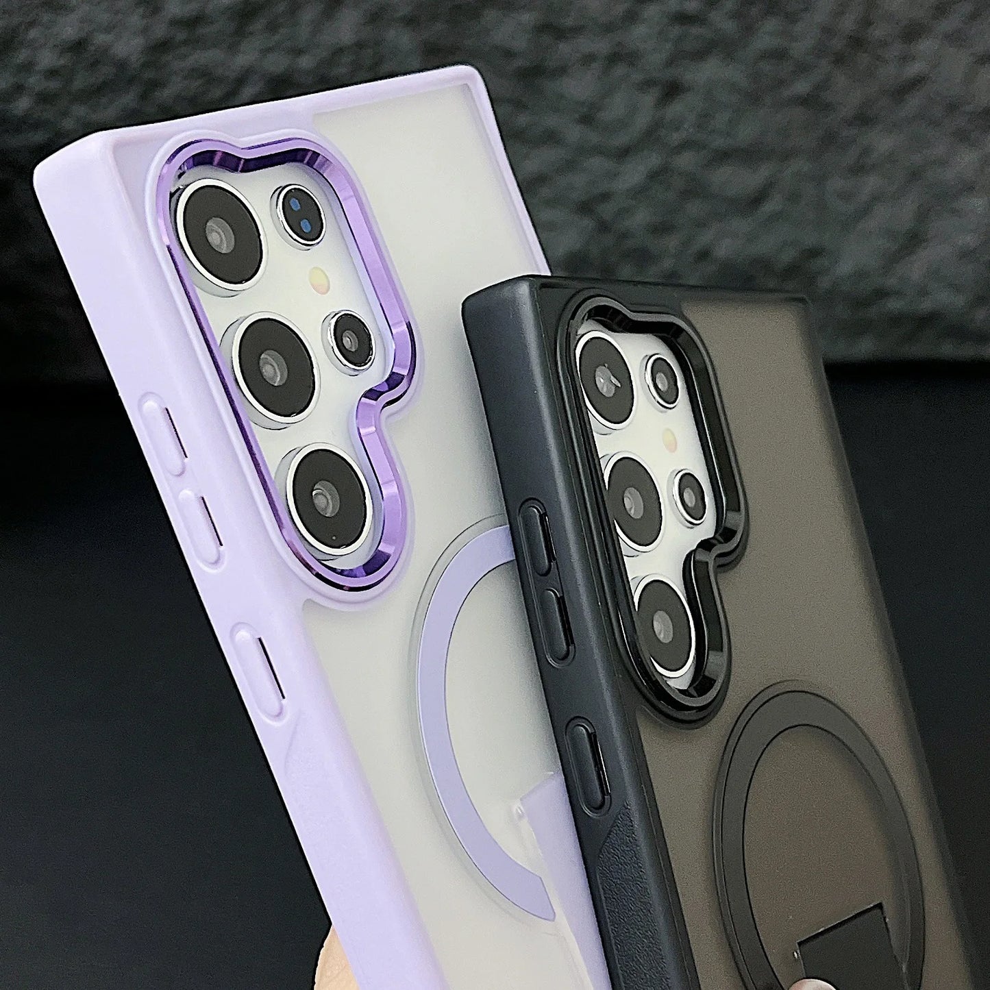 Matte for Magsafe Magnetic Phone Holder Bumper Case for Samsung Galaxy S24 S23 Ultra Plus Wireless Charge Shockrpoof Back Cover - Sky-cover