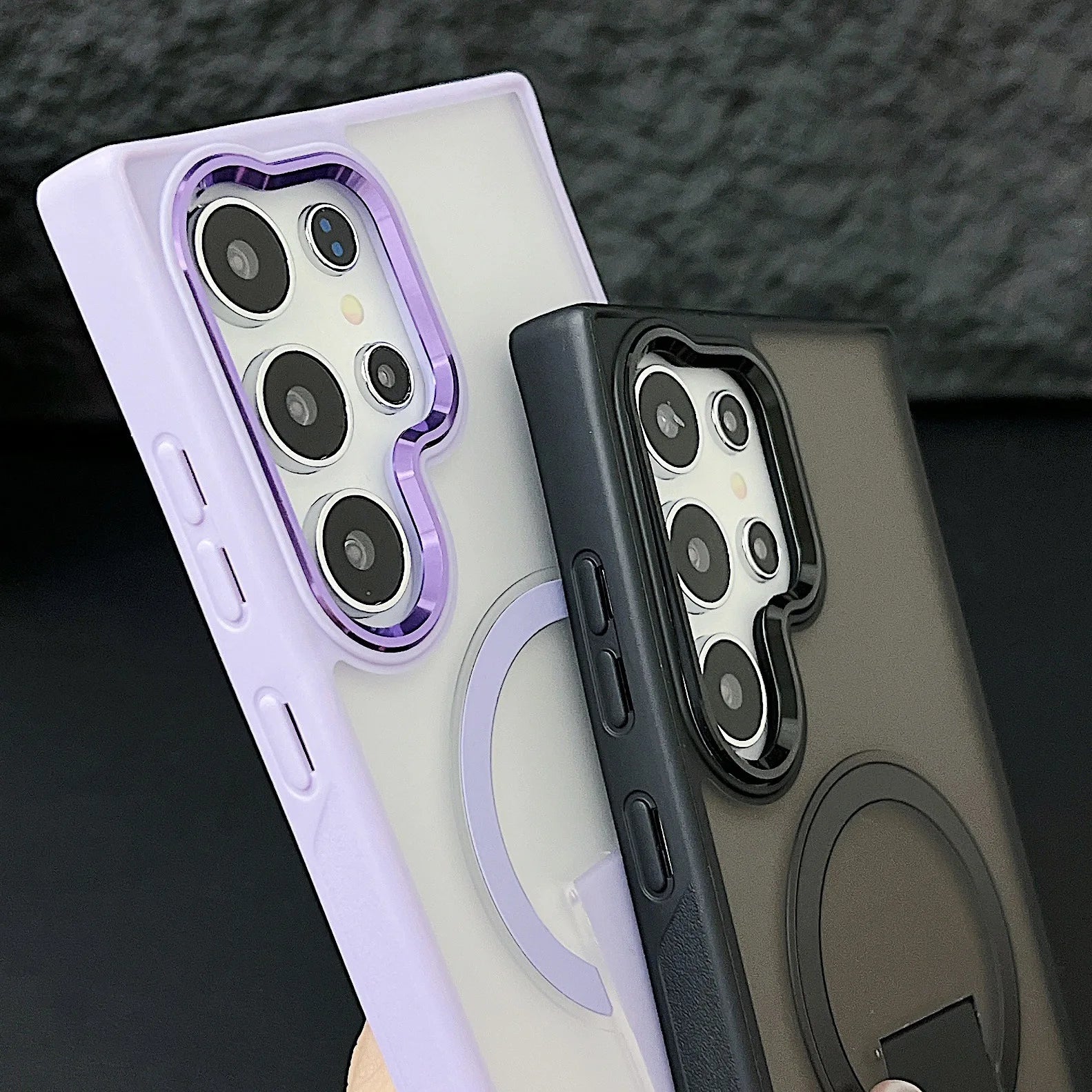 Matte for Magsafe Magnetic Phone Holder Bumper Case for Samsung Galaxy S24 S23 Ultra Plus Wireless Charge Shockrpoof Back Cover - Sky-cover
