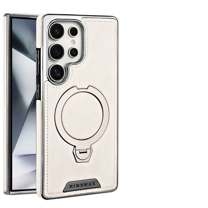 360 Degree Rotating Leather Case with Wireless Charging for Samsung Galaxy S24 S23 S25 Ultra S25 Edge - Sky-cover