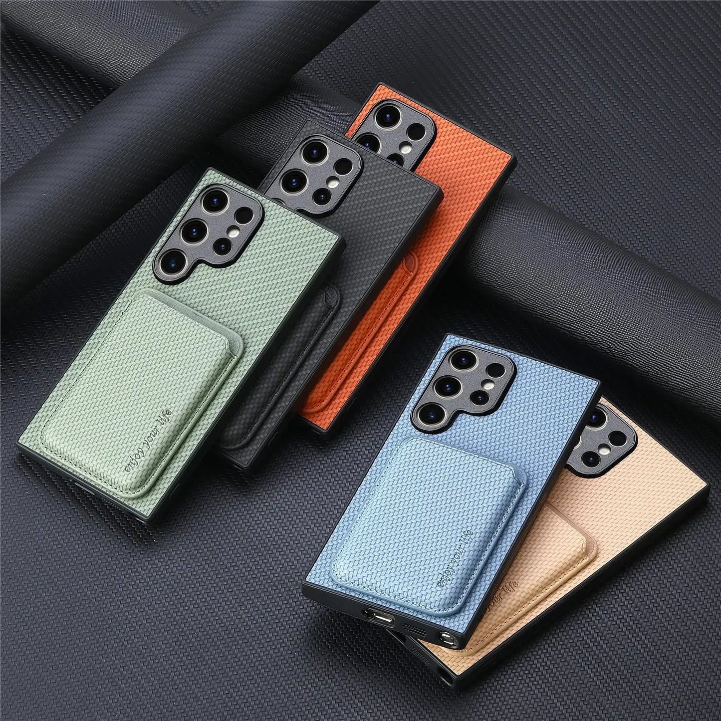 Luxury Leather Magnetic Phone Case with Card Holder for Samsung Galaxy - Green / Galaxy S24 Ultra - Sky-cover