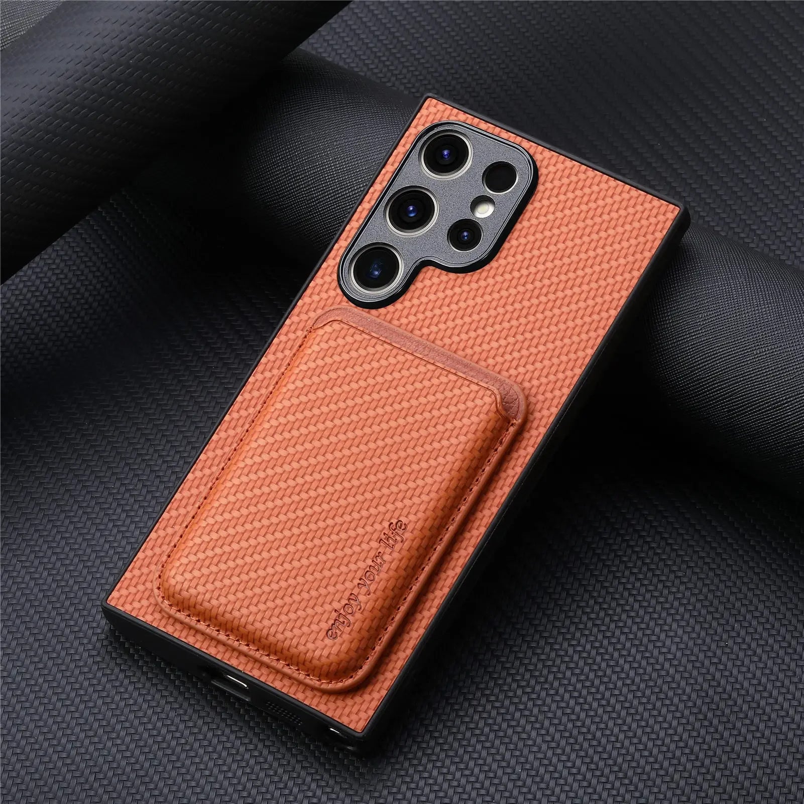 Luxury Leather Magnetic Phone Case with Card Holder for Samsung Galaxy - Brown / Galaxy S24 Ultra - Sky-cover