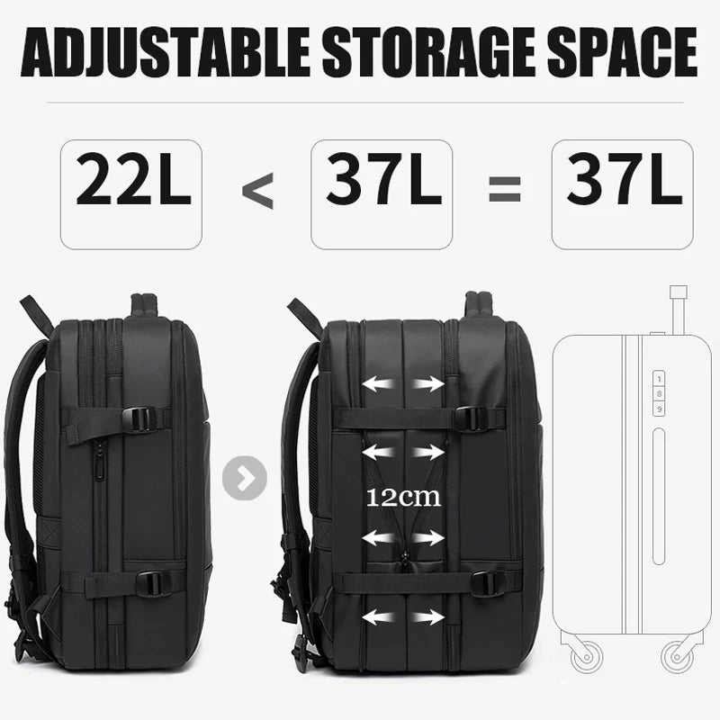 BANGE Travel Backpack Men Business Backpack School Expandable USB Bag Large Capacity 17.3 Laptop Waterproof Fashion Backpack - Sky-cover