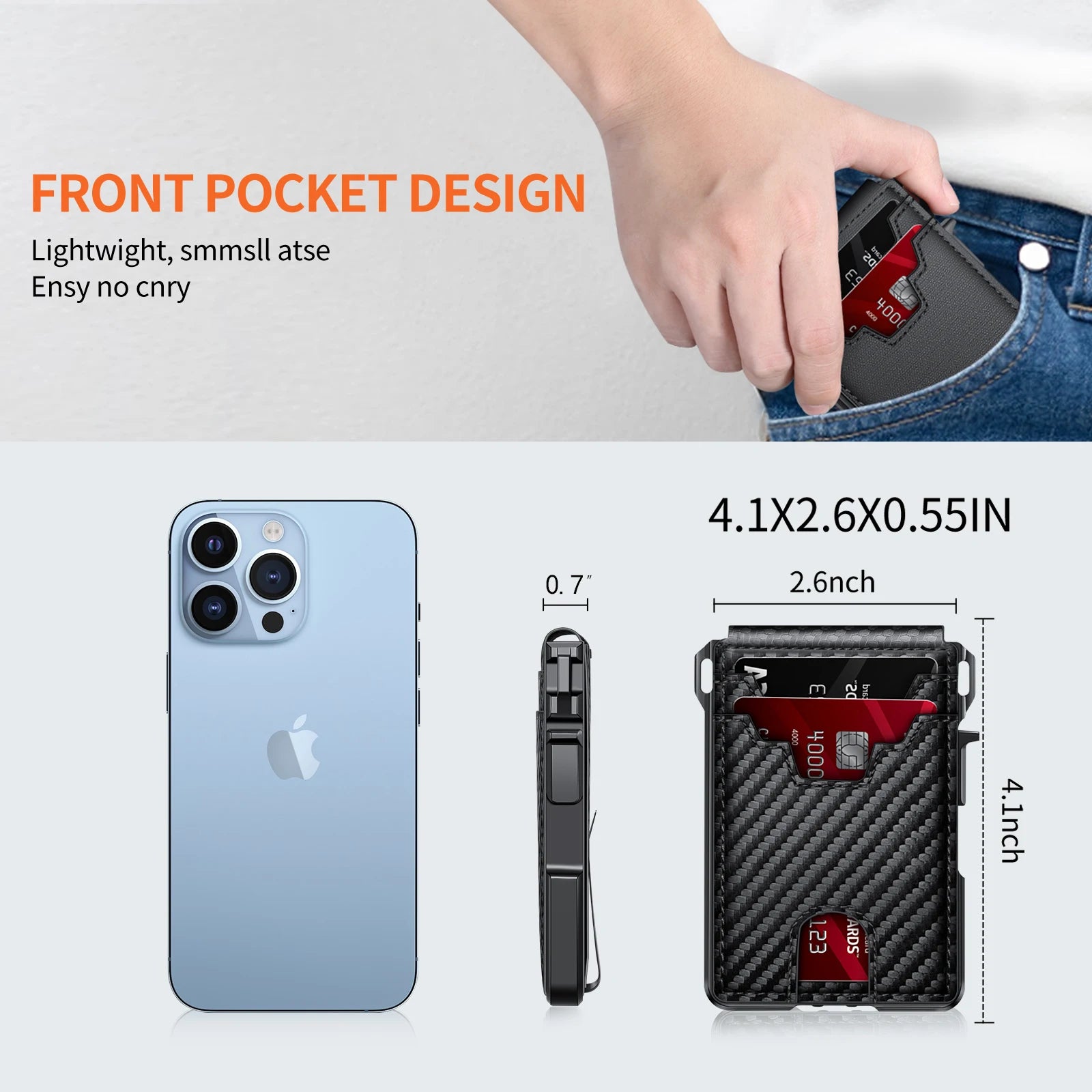 Wallet for Men - with Money Clip Slim Leather Slots Credit Card Holder RFID Blocking Bifold Minimalist Wallet， with Gift Box - Sky-cover