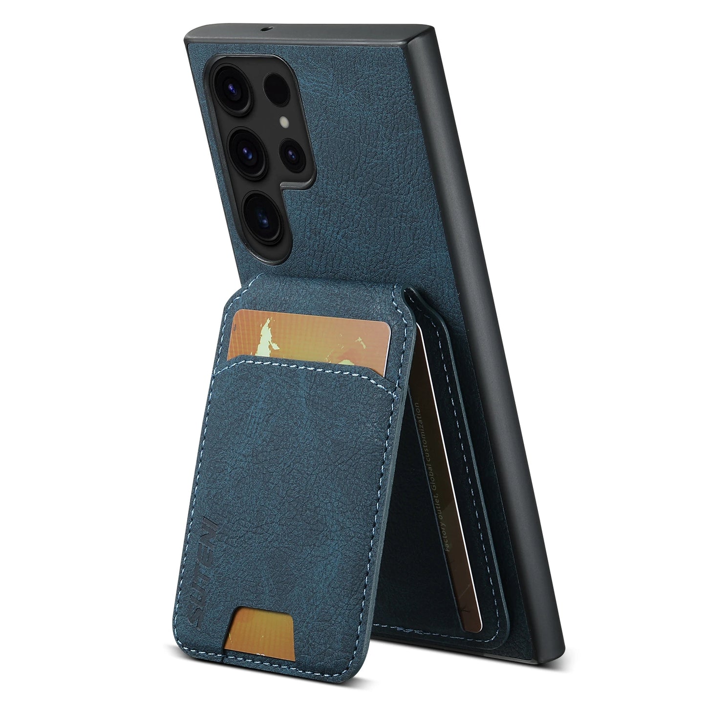 SUTENI Leather Wallet Card Holder Phone Cases For Samsung Galaxy S24 S23 Ultra S22 Plus Note20 - Sky-cover