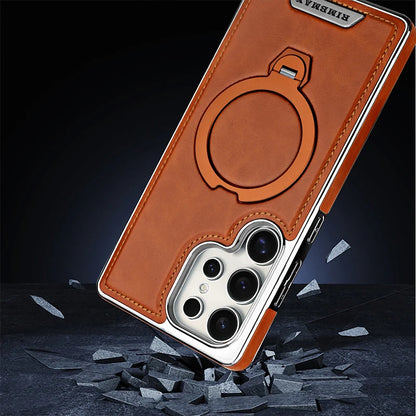 360 Degree Rotating Leather Case with Wireless Charging for Samsung Galaxy S24 S23 S25 Ultra S25 Edge - Sky-cover