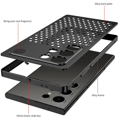 Shockproof Heat Resistant Hollow Aluminum Metal Case for Galaxy S23 Ultra - Black / For Galaxy S23 Ultra - Sky-cover