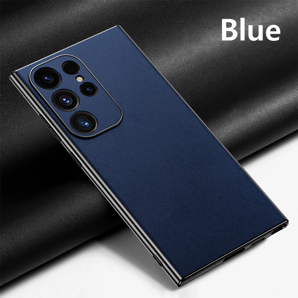 Luxury Plating Soft Edges Shockproof 360 Full Protective Cover - Blue / For Galaxy S24 Ultra - Sky-cover