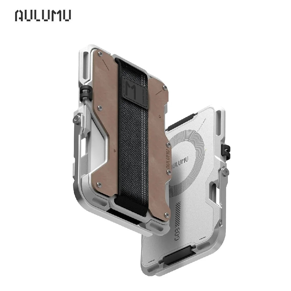 Magnetic Genuine Leather Wallet Card - Sky-cover