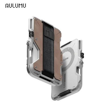 Magnetic Genuine Leather Wallet Card - Sky-cover