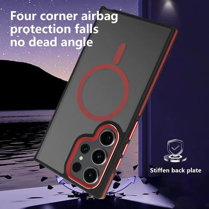 Luxury Matte Magnetic Case For Samsung Galaxy S24 S22 S23 S25 Ultra Plus S23FE S24FE Magsafe Wireless Charging Shockproof Cover - Sky-cover