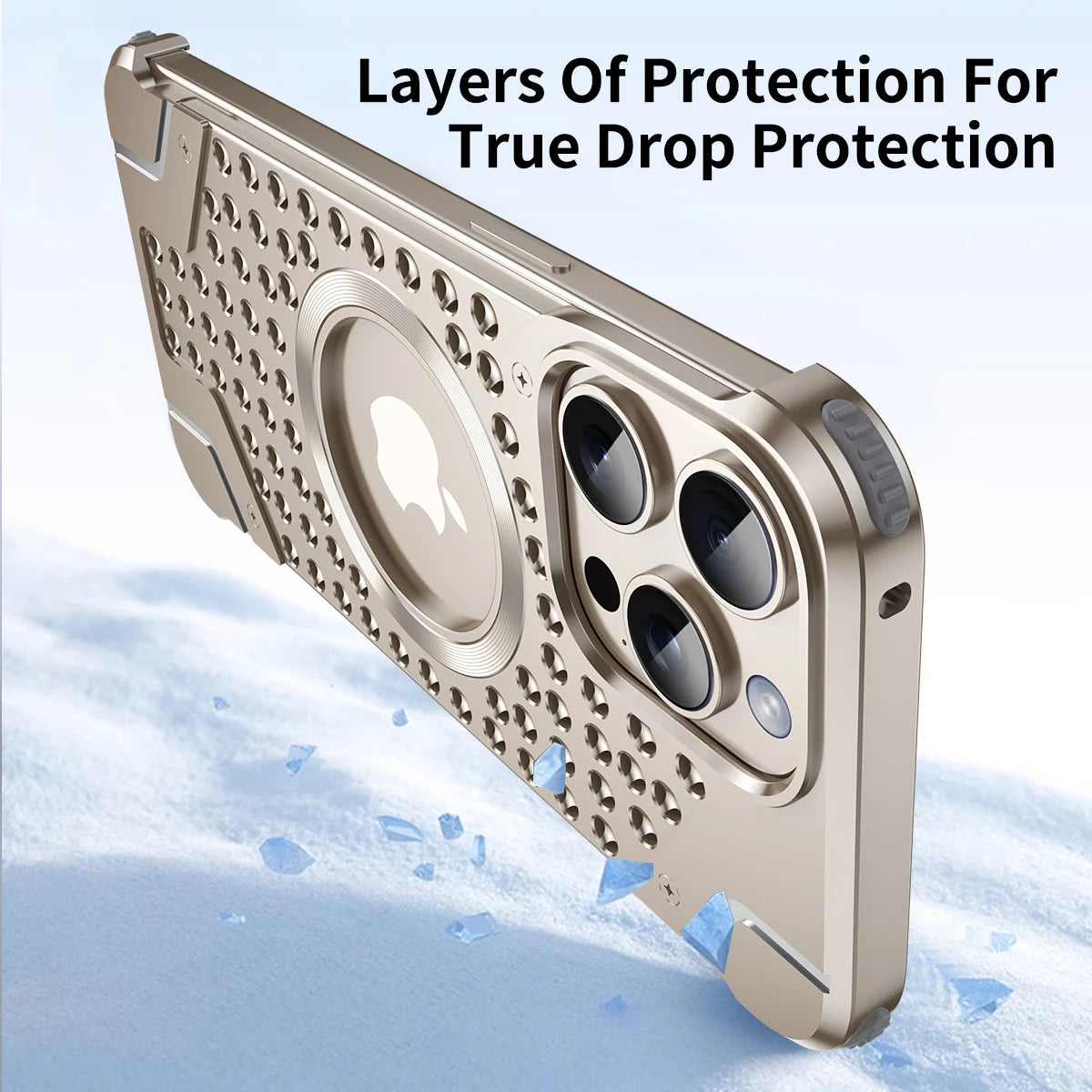 LUXERY Premium Titanium Alloy Case for Iphone 15 14 13 Pro Max MagSafe Compatible & Shock Absorbent - Sky-cover