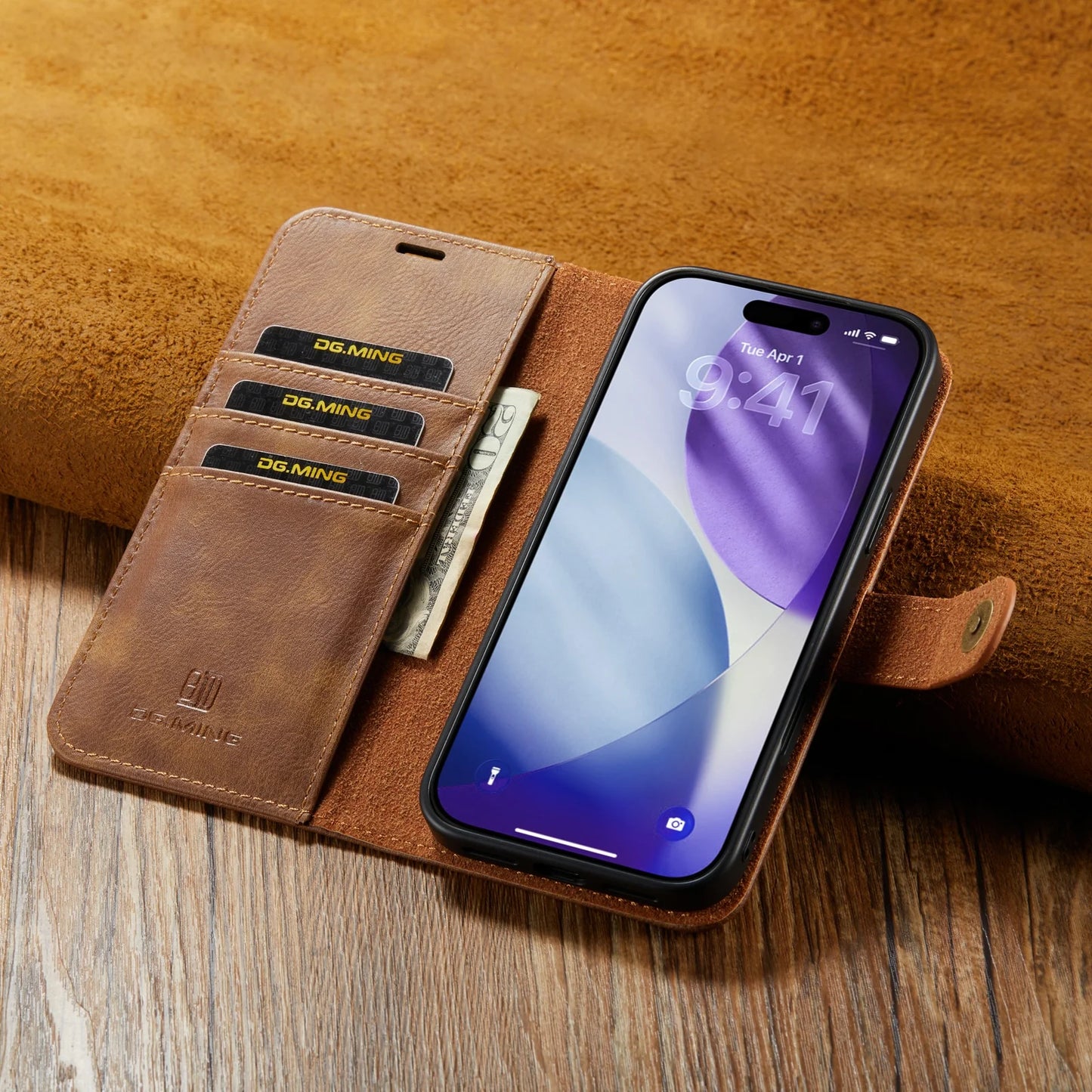 Magnetic Leather Wallet Phone Case with Card Holder – 2-in-1 Foldable Cover for iPhone 17 Series - Sky-cover