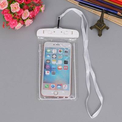 Waterproof Swimming Bag for Cell Phone - Beach, Camping, Skiing - 3.5-6 Inch - White Color - sky-cover