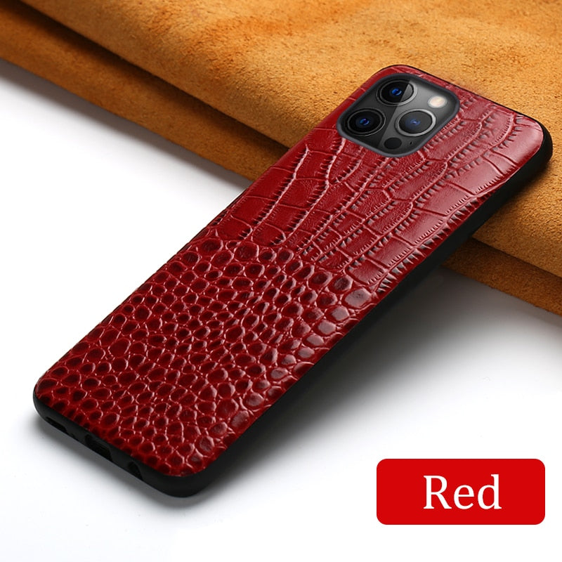 Genuine Leather Phone Case for All iPhone - Red / For iPhone 15 Pro Max - Sky-cover