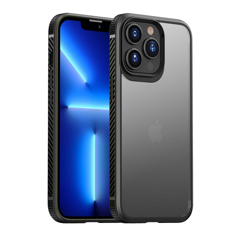 Carbon Fiber Border Matte Transparent Case for All iphone - Black / For iphone 15 pro max - Sky-cover