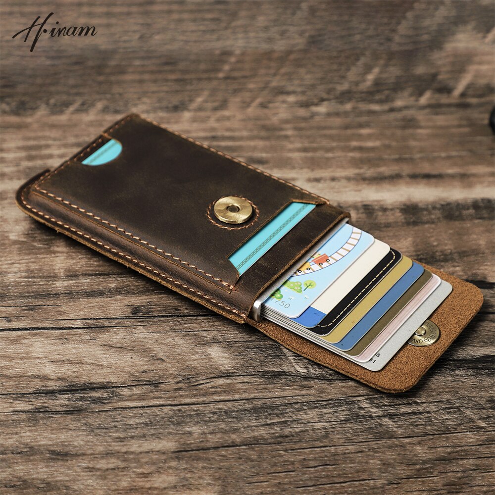 Vintage Genuine Leather RFID Blocking Cardholder Wallet for Men - Luxury Slim Card Wallet Case with Aluminum Metal Protection - Sky-cover