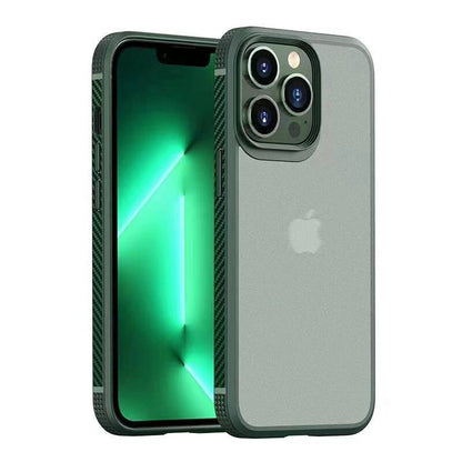 Carbon Fiber Border Matte Transparent Case for All iphone - Green / For iphone 15 pro max - Sky-cover