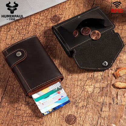 Luxury Cowhide Leather [RFID] Aluminum Card Holder Wallet - Sky-cover