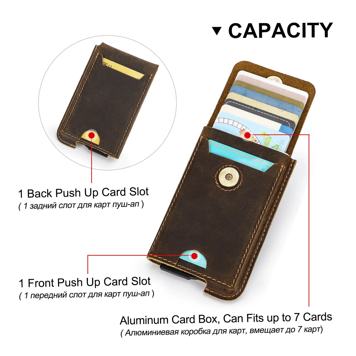 Vintage Genuine Leather RFID Blocking Cardholder Wallet for Men - Luxury Slim Card Wallet Case with Aluminum Metal Protection - Sky-cover