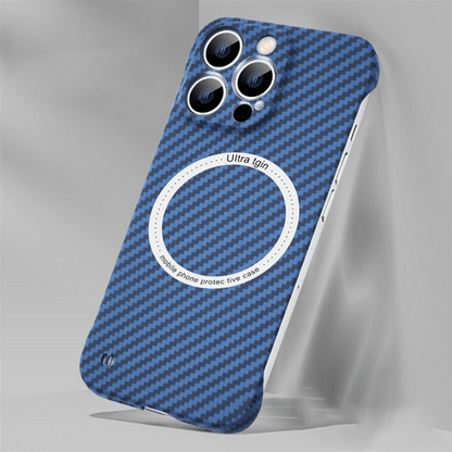New Version 2.0 MagSafe Compatible Magnetic Cover Carbon Fiber Texture - Blue / iPhone 14 Pro Max - sky-cover