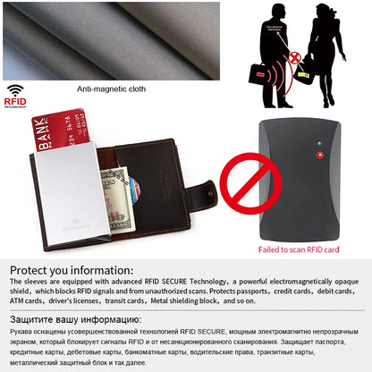Luxury Cowhide Leather [RFID] Aluminum Card Holder Wallet - Sky-cover