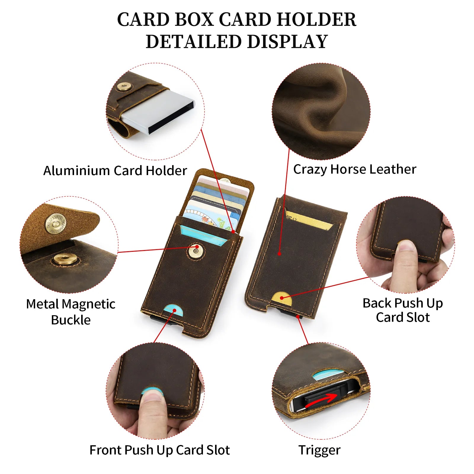Vintage Genuine Leather RFID Blocking Cardholder Wallet for Men - Luxury Slim Card Wallet Case with Aluminum Metal Protection - Sky-cover