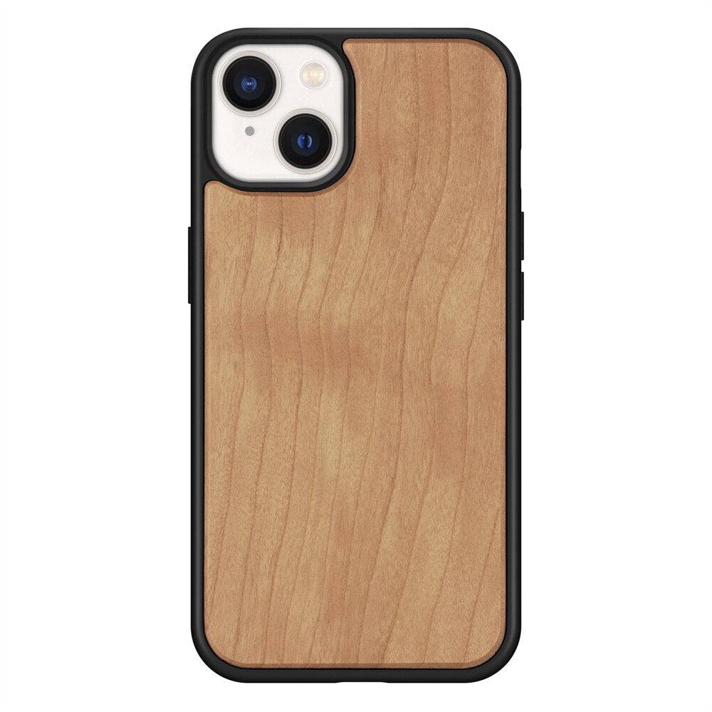 Natural Real Wood iPhone 15 14 13 12 11 Case Shockproof Protective Back Cover - Cherry / For iPhone 14 ProMax - Sky-cover