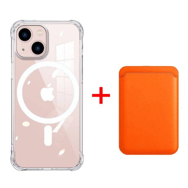 MagSafe® Magnetic Wireless Charging Case Magnetic Card Holder Wallet - For iPhone 14 / Case Orange Bag - Sky-cover